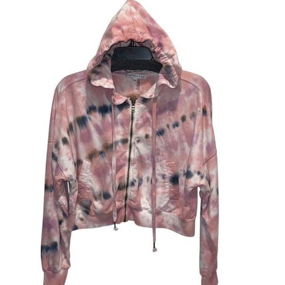 Young Fabulous & Broke Womens Full Zip Hoodie Cropped Medium Pink Tie Dye - Picture 1 of 8